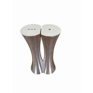 Nambe Kissing Salt & Pepper Shakers, Alloy Metal, 5" H x 1.75" W - Silver